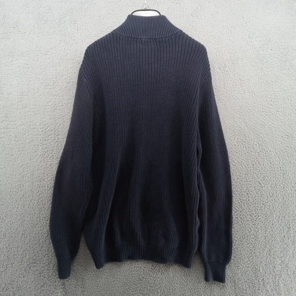 LL Bean Jacket Mens Large Navy Blue Chunky Cable Knit Zip Up Sweater Grandpacore - Picture 5 of 6